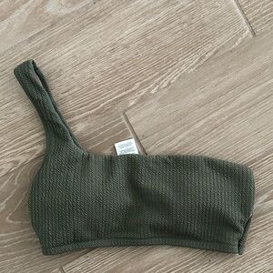 J. Crew Green and Textured Bikini Top
